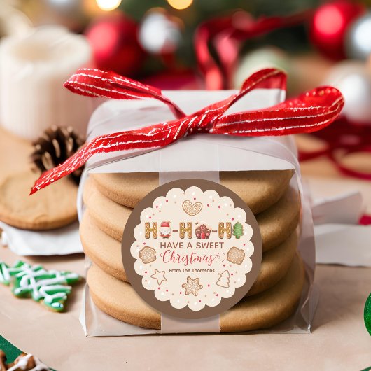 Schattigee Beige Red Gingerbread Cookies Kerst Ronde Sticker