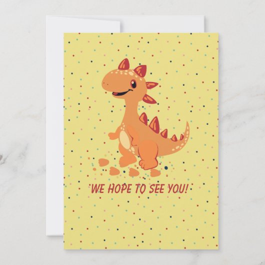 Schattigee Beige Regenboog Dinosaurus 1e Verjaarda Kaart (Achterkant)