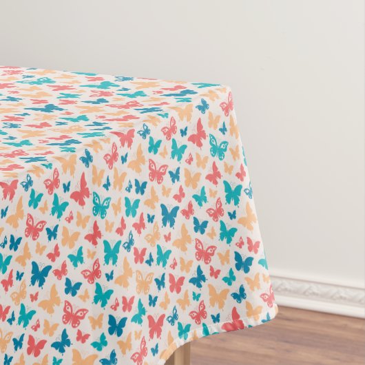Schattigee beige roze turquoise hedendaagse vlinde tafelkleed (Voorbeeld)