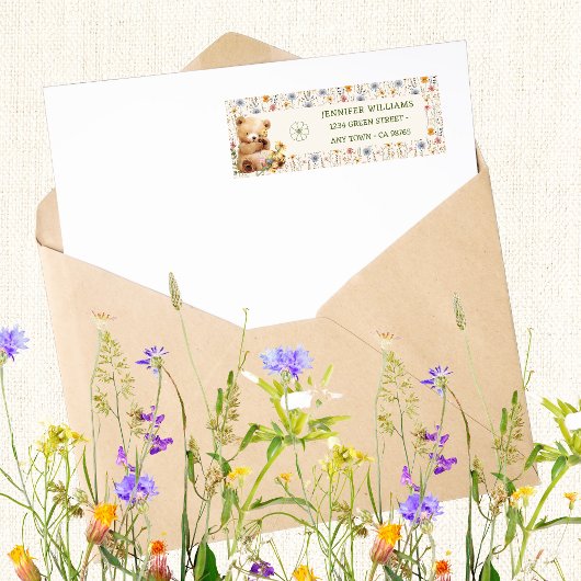 Schattigee Beige Teddy Baby shower Envelope Adresl Etiket