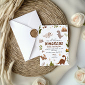 Schattigee Beige Waterverf Dinosaurus Verjaardagsu Kaart