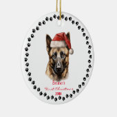 Schattigee Belgische Malinois Hond Santa Hoed Paw  Keramisch Ornament (Rechts)