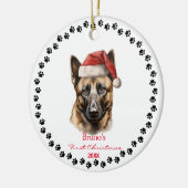 Schattigee Belgische Malinois Hond Santa Hoed Paw  Keramisch Ornament (Links)