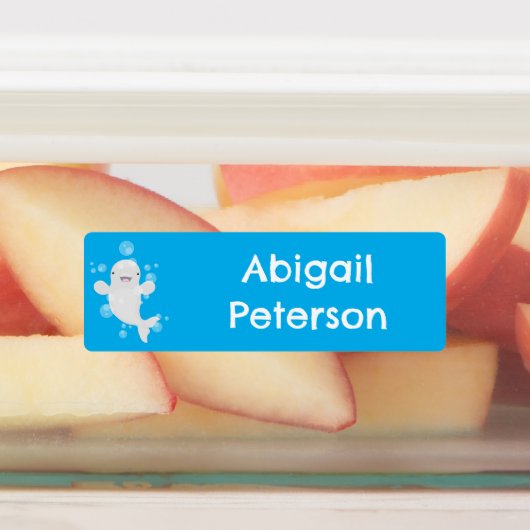 Schattigee Beluga Whale Bubbels cartoon gepersonal Labels (Aangebracht)
