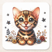Schattigee Bengaalse Cat Lover Kitten Kat Mom Feli Kartonnen Onderzetters (Voorkant)