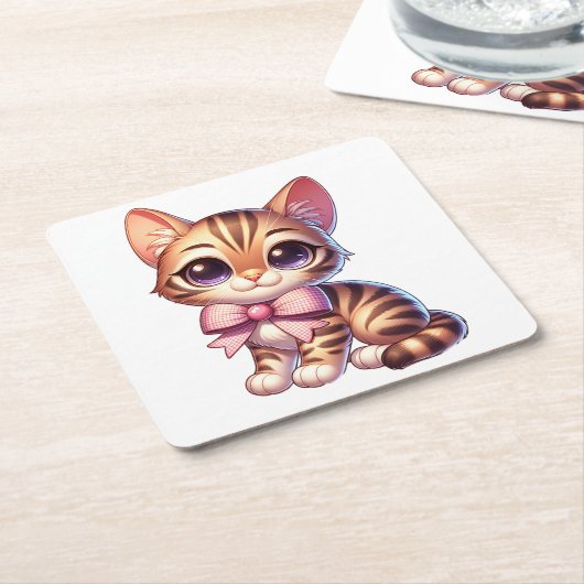 Schattigee Bengaalse kattenliefhebber Grappig Kat  Kartonnen Onderzetters (Schuin)