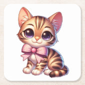 Schattigee Bengaalse kattenliefhebber Grappig Kat  Kartonnen Onderzetters (Voorkant)