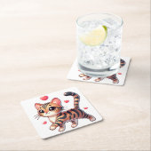 Schattigee Bengaalse kattenliefhebber Red Heart Ki Kartonnen Onderzetters (Insitu)