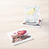 Schattigee Bengaalse kattenliefhebber Red Heart Ki Kartonnen Onderzetters (Insitu)