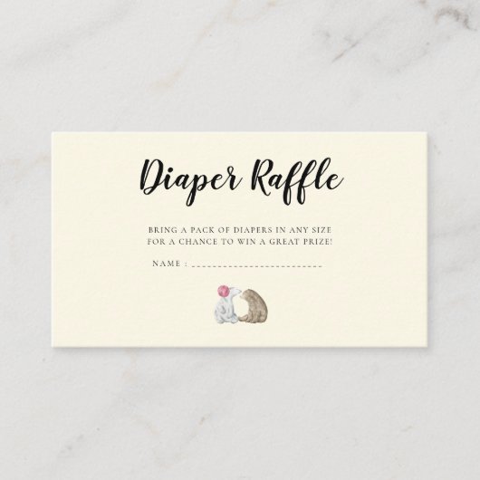 Schattigee beren Baby shower Luier loterij ticket Informatiekaartje (Voorkant)