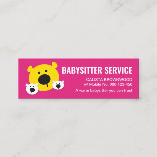 Schattigee Beren babysitten Mini Visitekaartje (Voorkant)
