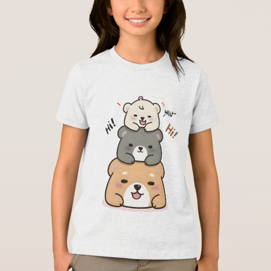 Schattigee beren, Cartoon Tri-Blend Shirt (Voorkant)