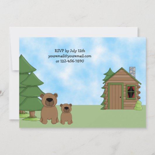 Schattigee Beren en Cabin Baby shower Kaart (Achterkant)