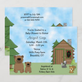Schattigee Beren en Cabin Baby shower Kaart (Voorkant / Achterkant)