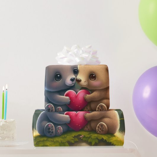 Schattigee beren in liefde Wrapping Paper Cadeaupapier (Feestgeschenken)