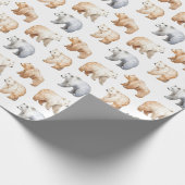Schattigee Beren op wit Cadeaupapier (Hoek)