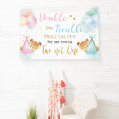 Schattigee Beren Twins Jongen Meisje Baby shower A Spandoek (Insitu)