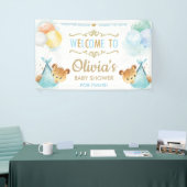 Schattigee Beren Twins Jongens Baby shower Welkom  Spandoek (Beurs)