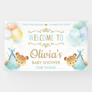 Schattigee Beren Twins Jongens Baby shower Welkom Spandoek