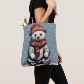 Schattigee Beren welp met muts en sjaal in Snow He Tote Bag (Dichtbij)