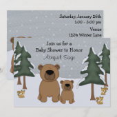Schattigee Beren Winter Woodland Baby shower Kaart (Voorkant / Achterkant)