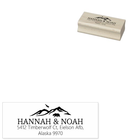 Schattigee berg Beer paar retour adres Rubberstempel (Gestempeld)