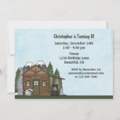 Schattigee berghut met Beer verjaardagsuitnodiging Kaart (Achterkant)