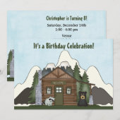 Schattigee berghut met Beer verjaardagsuitnodiging Kaart (Voorkant / Achterkant)