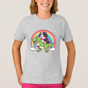 Schattigee berner berghond rijden t-rex dinosaurus t-shirt