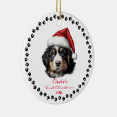 Schattigee Berner Berghond Santa Hat Paw Custom Keramisch Ornament (Rechts)