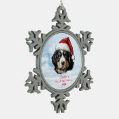Schattigee Berner Berghond Santa Hat Paw Custom Tin Sneeuwvlok Ornament (Links)