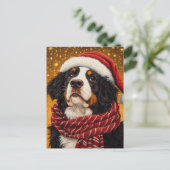 Schattigee Berner Sennenhond in Santa Hat Briefkaart (Staand voorkant)