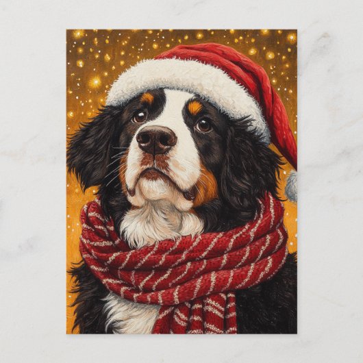Schattigee Berner Sennenhond in Santa Hat Briefkaart (Voorkant)