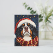 Schattigee Berner Sennenhond in Santa Hat Briefkaart (Staand voorkant)