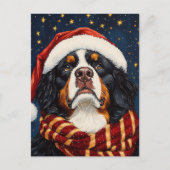 Schattigee Berner Sennenhond in Santa Hat Briefkaart (Voorkant)