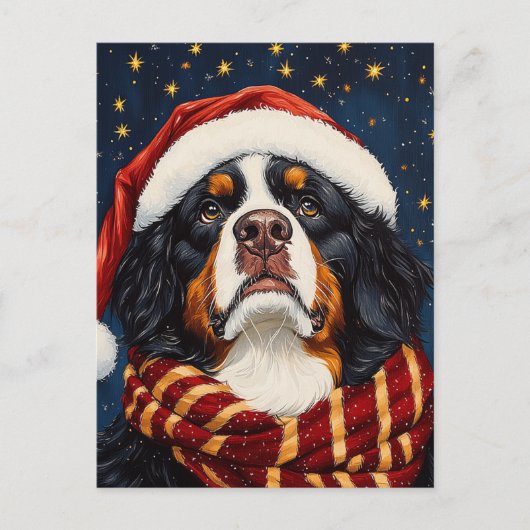 Schattigee Berner Sennenhond in Santa Hat Briefkaart (Voorkant)