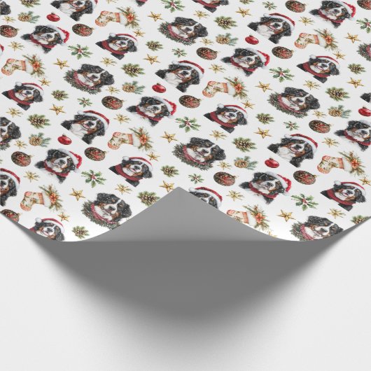 Schattigee Berner Sennenhond Kerst Cadeaupapier (Hoek)