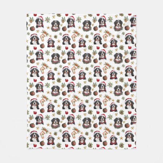 Schattigee Berner Sennenhond Kerst Fleece Deken (Voorkant)