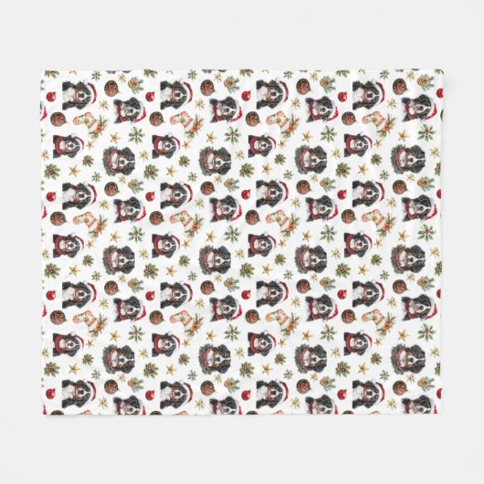 Schattigee Berner Sennenhond Kerst Fleece Deken (Voorkant (Horizontaal))