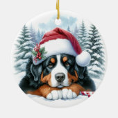 Schattigee Berner Sennenhond Santa Hat Waterverf Keramisch Ornament (Achterkant)