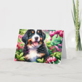Schattigee bernese berghond puppy bloedend hart kaart (Voorkant)