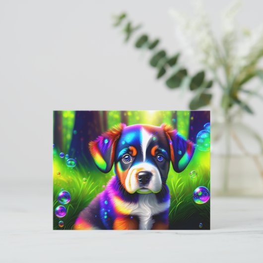 Schattigee bernese berghond puppy in de wei briefkaart (Staand voorkant)