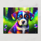 Schattigee bernese berghond puppy in de wei briefkaart (Voorkant)