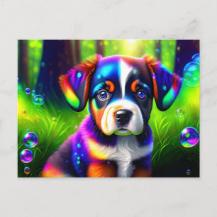 Schattigee bernese berghond puppy in de wei briefkaart