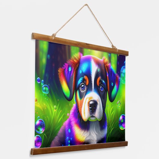 Schattigee bernese berghond puppy in de wei hangend wandkleed (Gebogen)