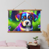 Schattigee bernese berghond puppy in de wei hangend wandkleed (Slaapkamer)