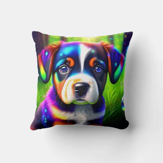 Schattigee bernese berghond puppy in de wei kussen (Achterkant)