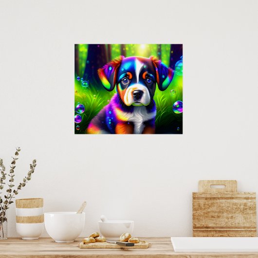 Schattigee bernese berghond puppy in de wei poster (Keuken)