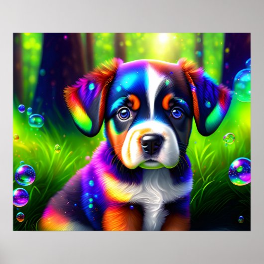 Schattigee bernese berghond puppy in de wei poster (Voorkant)