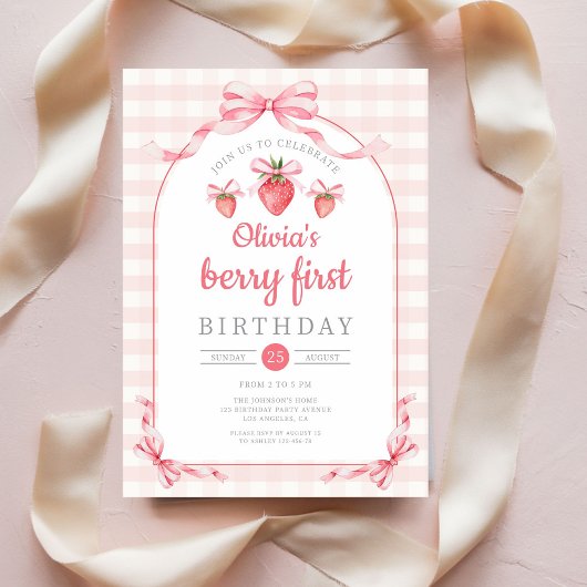 Schattigee Berry eerste meisje 1e verjaardag Kaart